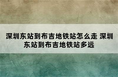 深圳东站到布吉地铁站怎么走 深圳东站到布吉地铁站多远